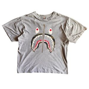 Bathing Ape Shark Face Tee - Grey, Size XL